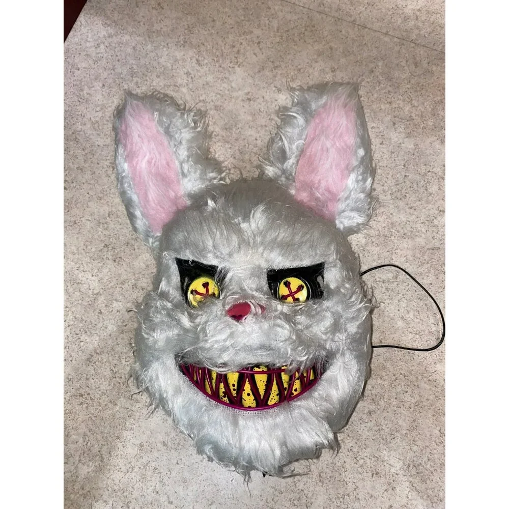 Scary Bunny Snowball LED Light-Up Mask For Halloween Cosplay & Costume Parties